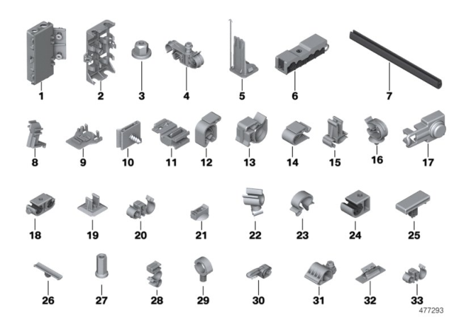 2007 BMW 328xi Various Cable Holders Diagram 1