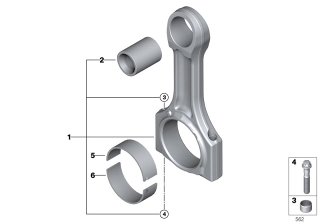 1994 BMW 320i Set, Crack Connecting Rod Diagram for 11241437212