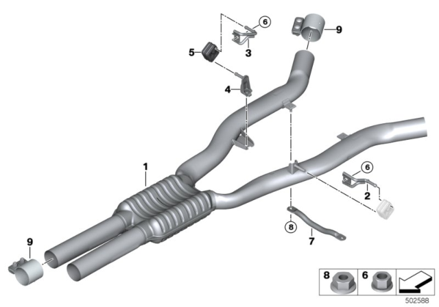 2013 BMW 650i Centre Muffler Diagram for 18307629377