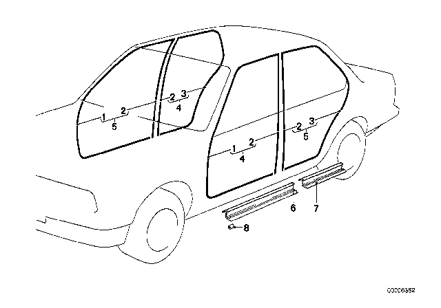 1978 BMW 733i Sill Strip Front Diagram for 51471870079