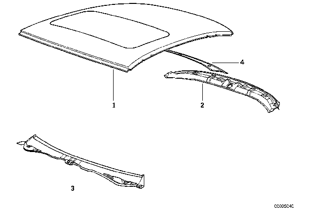 1996 BMW 840Ci Roof Panel For Lifting-Sliding Roof Diagram for 41318108342