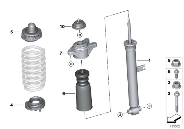 2019 BMW 330i Rear Spring Strut Mounting Parts Diagram