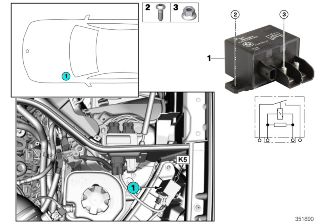 2016 BMW X5 Relay, Electric Fan Motor Diagram