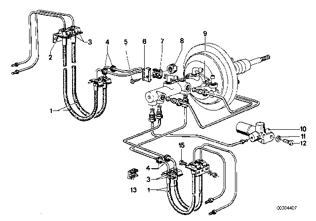 1979 BMW 528i Front Brake Pipe / Mounting Diagram