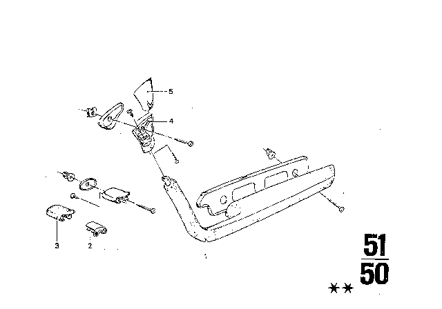 1969 BMW 2500 Armrest, Front Diagram 1