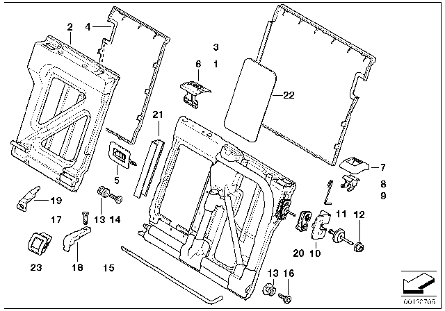 1999 BMW 528i Seat, Rear, Backrest Trims Diagram