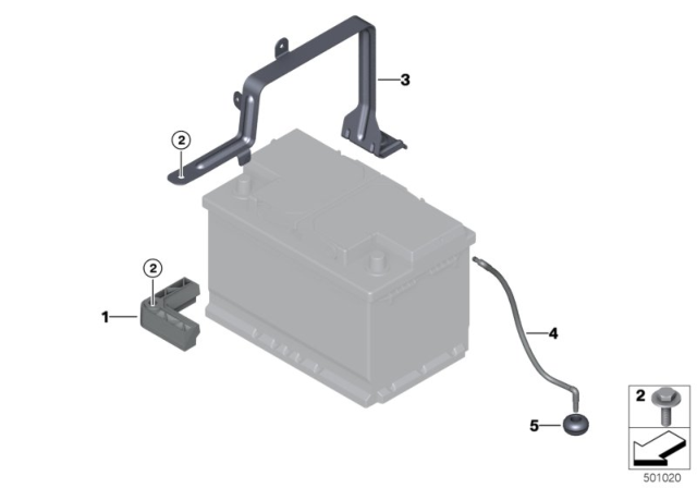 2017 BMW X4 Battery Holder And Mounting Parts Diagram