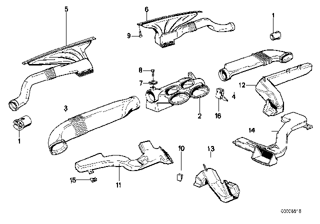 1994 BMW 750iL Air Channel Diagram