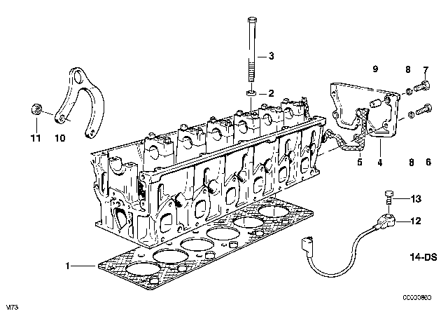1990 BMW 750iL Gasket Set Cylinder Head Asbestos Free Diagram for 11129059239