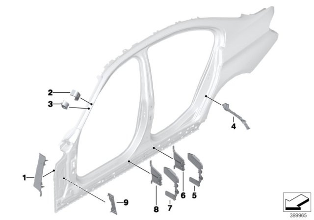 2016 BMW 320i Cavity Shielding, Side Frame Diagram