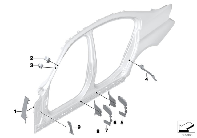 2017 BMW 320i Cavity Shielding, Side Frame Diagram