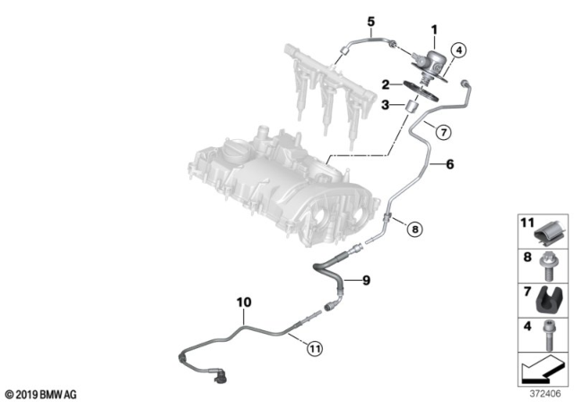 2015 BMW i8 High-Pressure Pump / Tubing Diagram