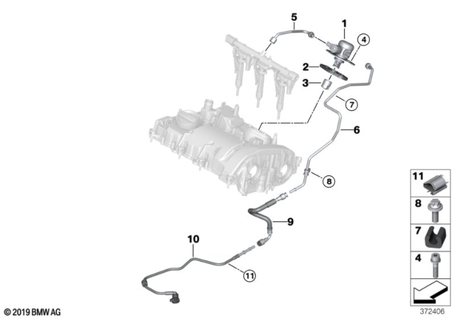 2020 BMW i8 High-Pressure Pump / Tubing Diagram