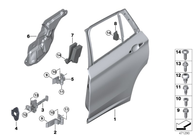 2020 BMW X1 Rear Door - Hinge / Door Brake Diagram
