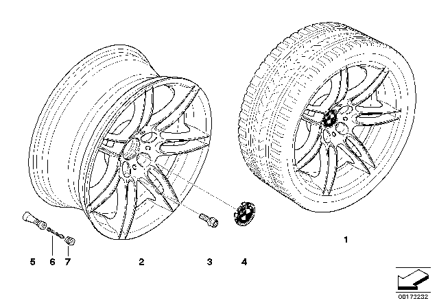 2008 BMW 650i Light Alloy Rim Diagram for 36117841375
