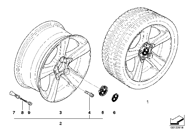 2000 BMW 323Ci BMW LA Wheel, Star Spoke Diagram 1