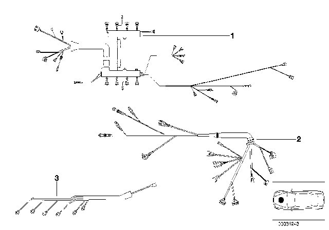 1999 BMW 540i Engine Wiring Harness, Engine Module Diagram for 12511709421