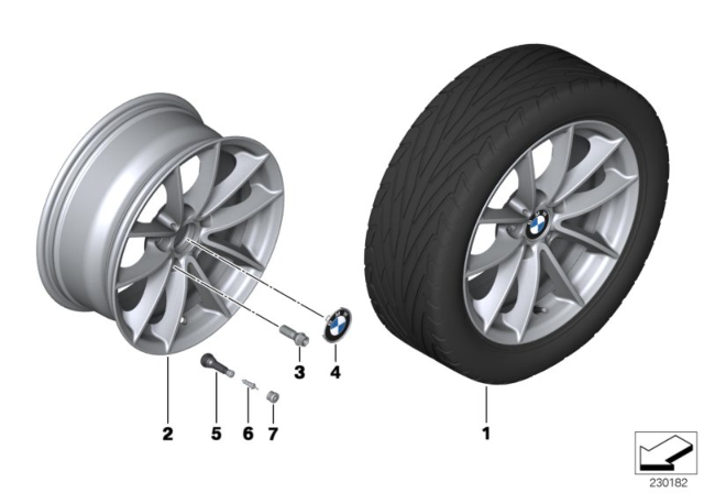 2015 BMW X4 BMW LA Wheel, V-Spoke Diagram 1