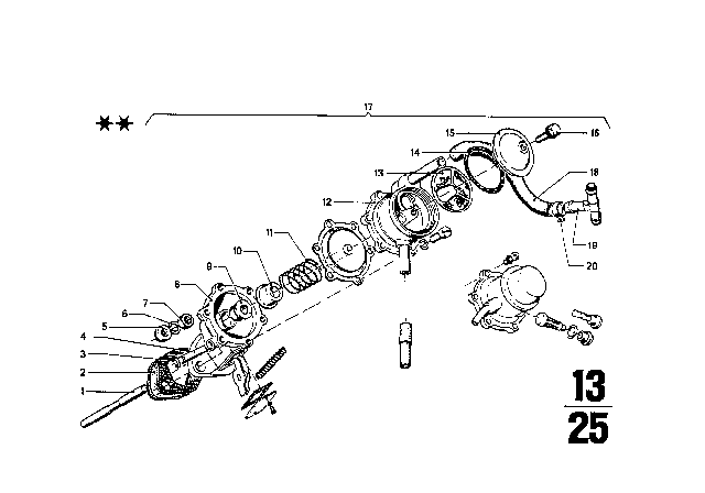 1969 BMW 1602 Fuel Supply / Pump / Filter Diagram 1