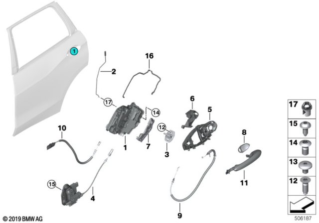 2019 BMW X7 OPERATING ROD, DOOR REAR RIG Diagram for 51227444656