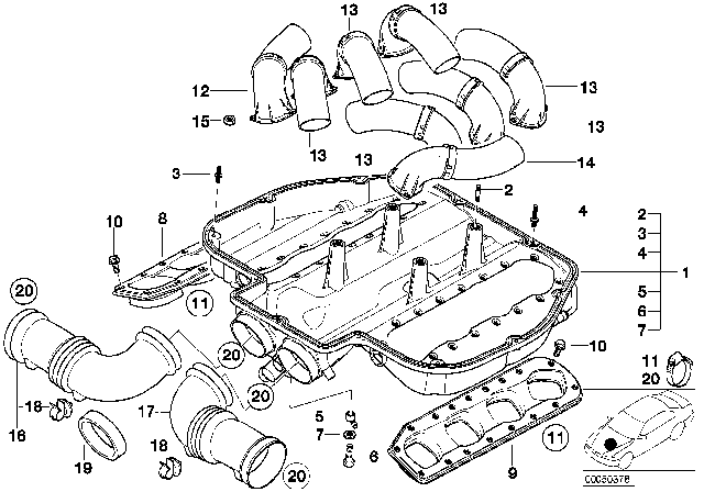 2001 BMW Z8 Intake Manifold, Air Collector Part Diagram 1