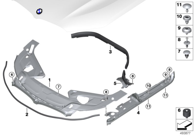 2020 BMW 840i Gran Coupe Bonnet Seals Diagram