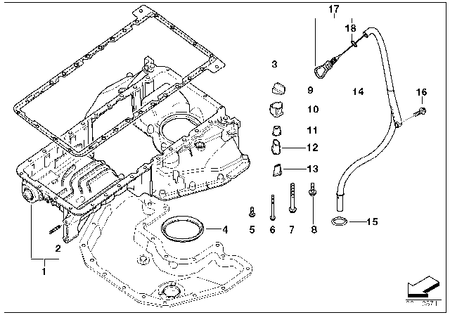 2004 BMW 645Ci Oil Pan Part, Oil Level Indicator Diagram 2