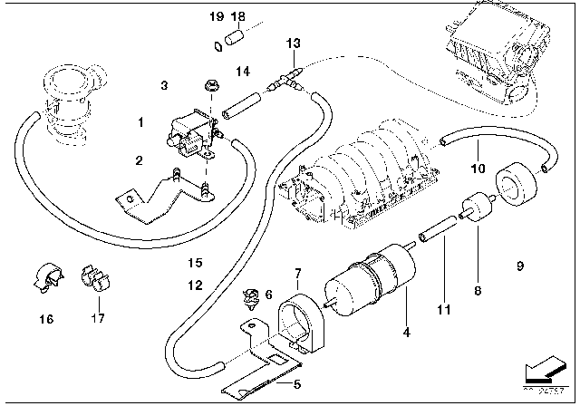2002 BMW X5 Air Pump For Vacuum Control Diagram