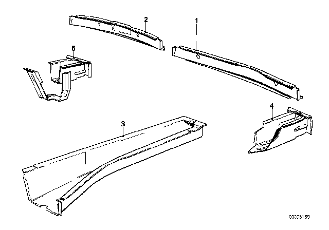 1985 BMW 524td Floor Parts Rear Exterior Diagram 2