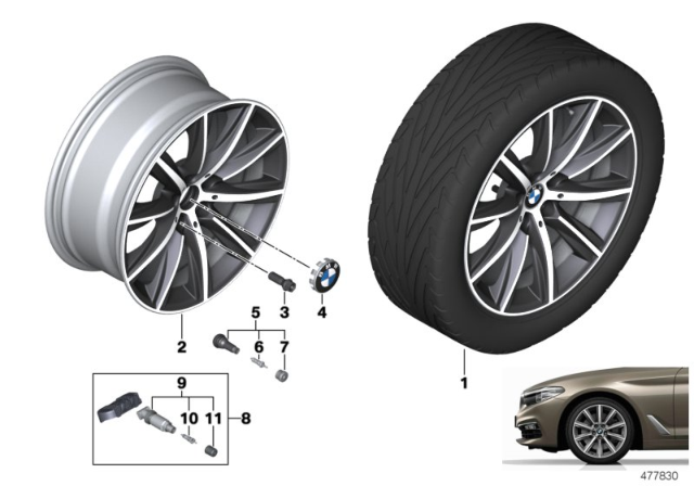2019 BMW 540i BMW LA Wheel, V-Spoke Diagram 4