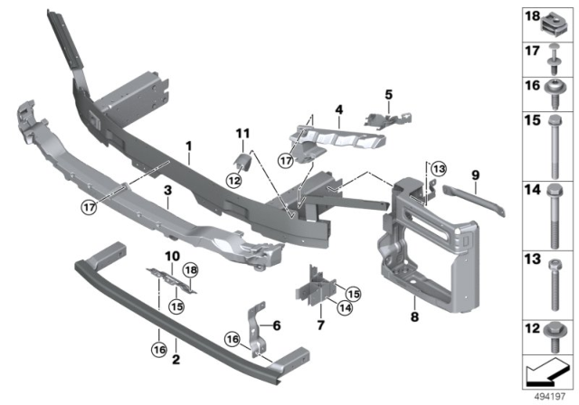 2019 BMW X5 Impact Absorber, Top Diagram for 51118069212