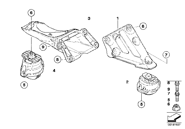 2009 BMW 535i xDrive Engine Mount Left Diagram for 22116769285