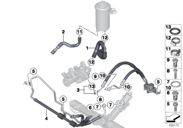 2012 BMW X5 Hydro Steering - Oil Pipes Diagram