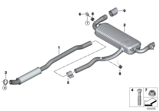 2020 BMW M235i xDrive Gran Coupe REAR MUFFLER WITH EXHAUST FL Diagram for 18308744675