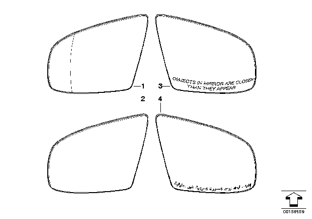 2011 BMW X6 Mirror Glass Diagram 1