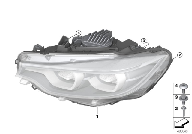 2018 BMW 440i xDrive Headlight Diagram