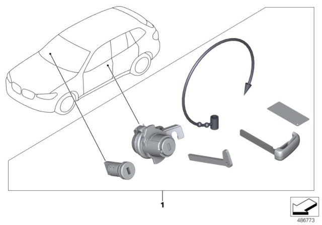 2019 BMW X5 Single Key Locking System Display Key Diagram