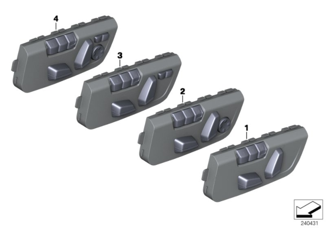 2016 BMW 328i Switch, Seat Adjustment Diagram 2