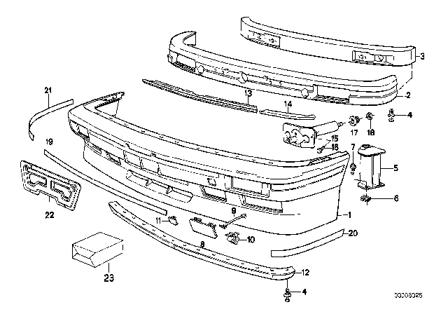 1988 BMW M3 Bumper, Front Diagram