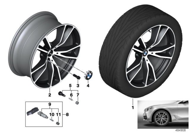 2018 BMW 640i xDrive Gran Turismo BMW Light-Alloy Wheel, V-Spoke Diagram 2