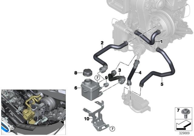 2018 BMW i3s Coolant Hose Coolant Pump Heat Condenser Diagram for 64219292732