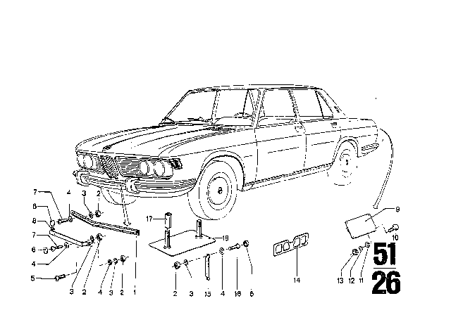 1969 BMW 2800 Registration Plate Mounting Diagram