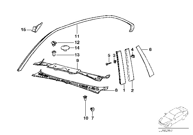 1997 BMW 328i Exterior Trim / Grille Diagram 2