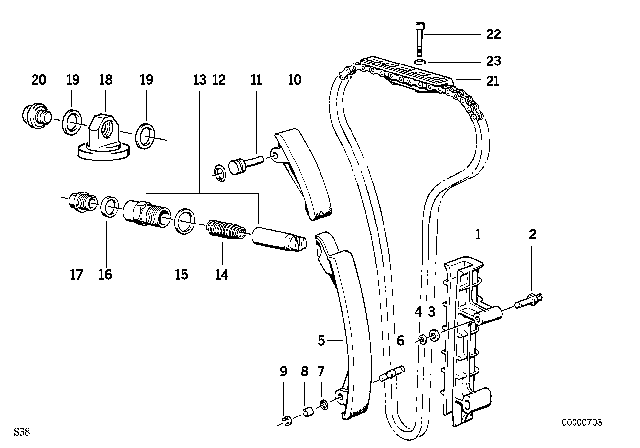 1993 BMW M5 Timing And Valve Train - Timing Chain Diagram 2