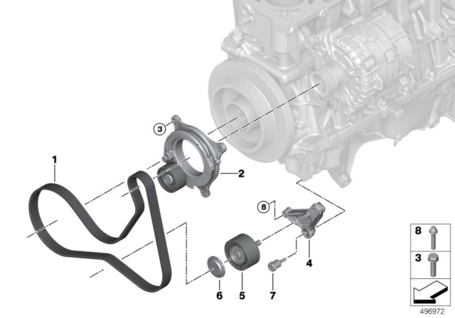 2020 BMW X4 M Mechanical Belt Tensioner Diagram for 11288580360