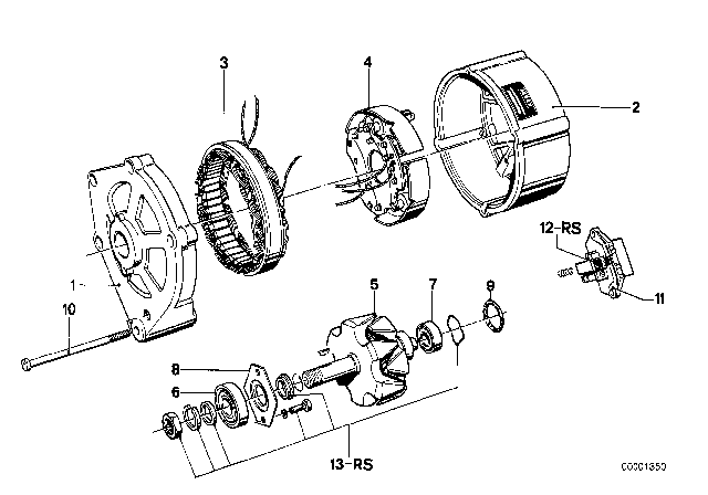 1978 BMW 530i Generator, Individual Parts Diagram 3