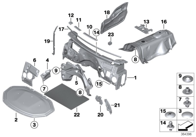 2015 BMW X4 Sound Insulation, Bulkhead, Right Diagram for 51489175062