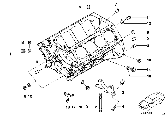 2001 BMW M5 Engine Block With Piston Diagram for 11111407808