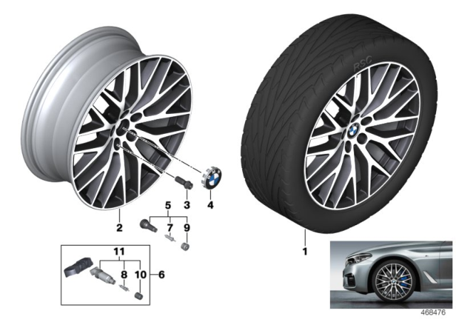 2018 BMW 540d xDrive BMW LM Wheel Cross-Spoke Diagram