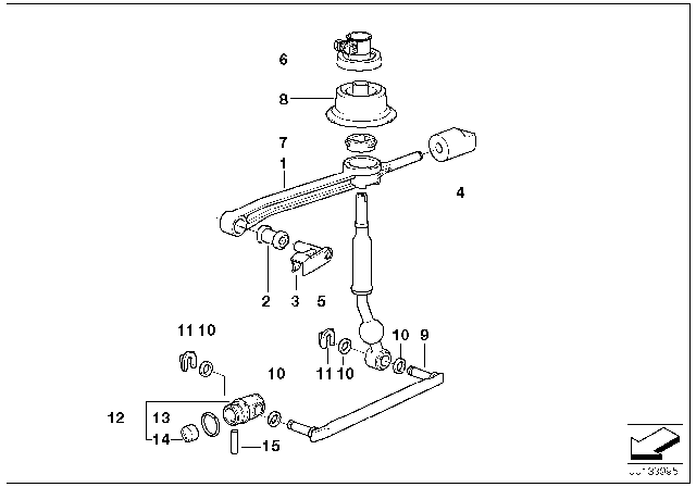 2003 BMW M3 Gearshift, Mechanical Transmission Diagram